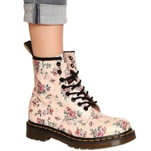DR. MARTENS 1460 Vintage Rose Floral Combat Boots Size 9